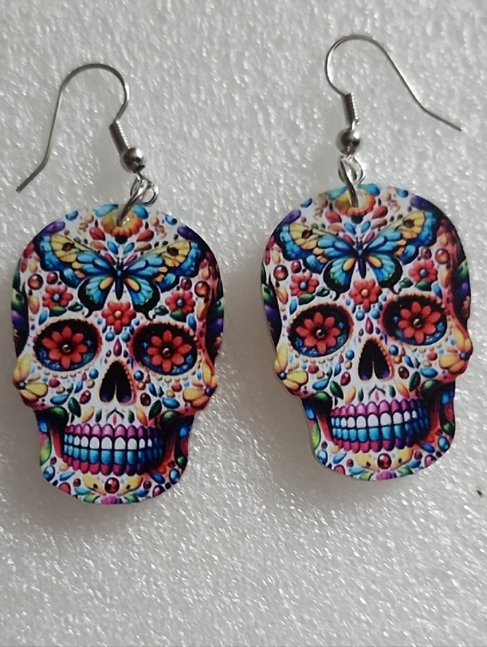 Hand Crafted Multicolor Sugar Skull Day of the Dead Earrings